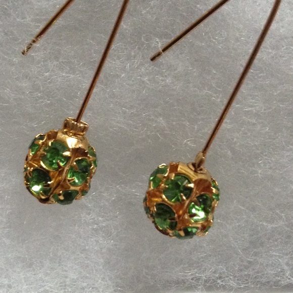 Green Rhinestone Dragonball Earrings, Brand new! - Picture 3 of 5